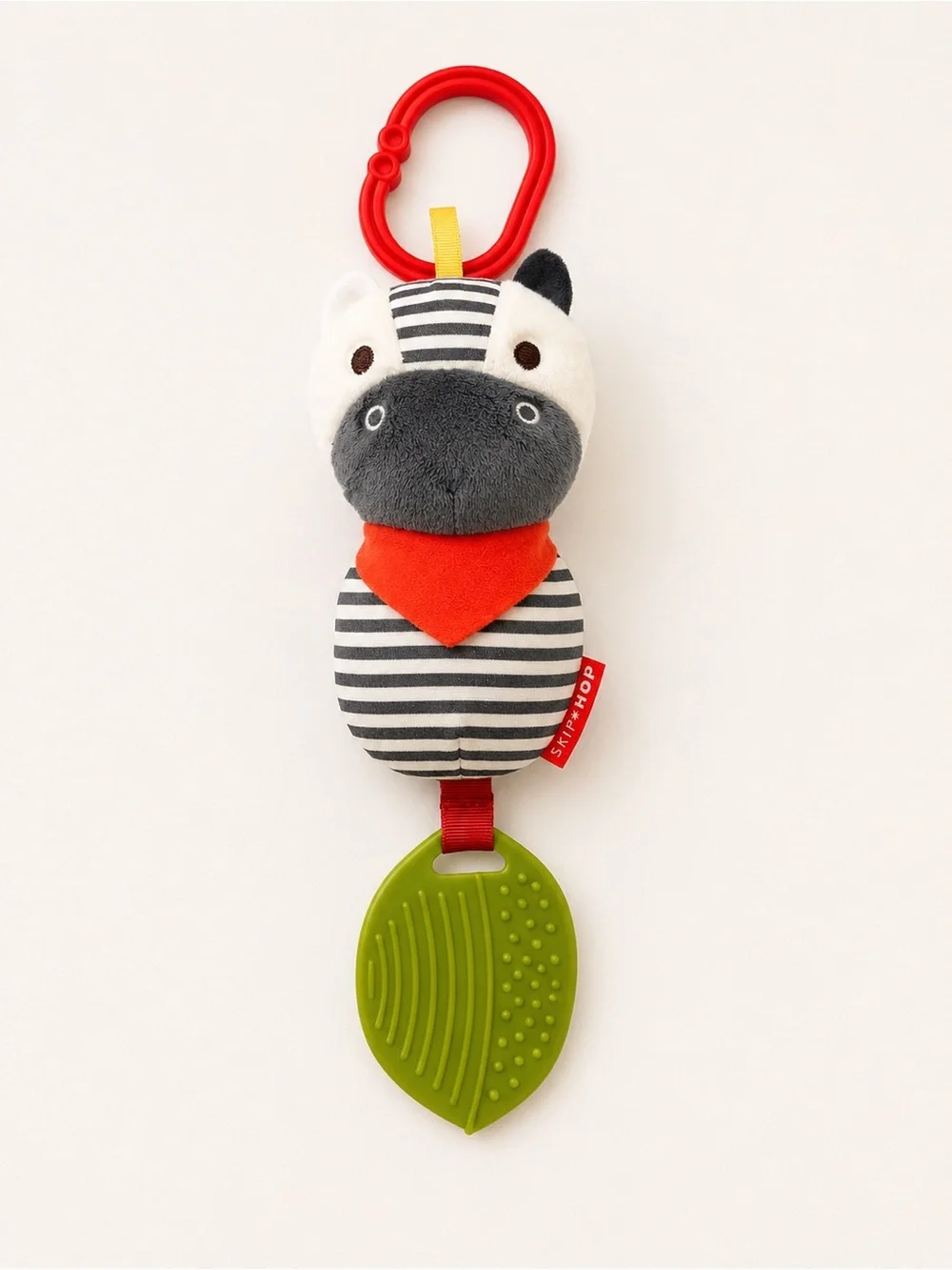 Skip Hop Zebra Plush Teether Toy - Black, White, Red & Green